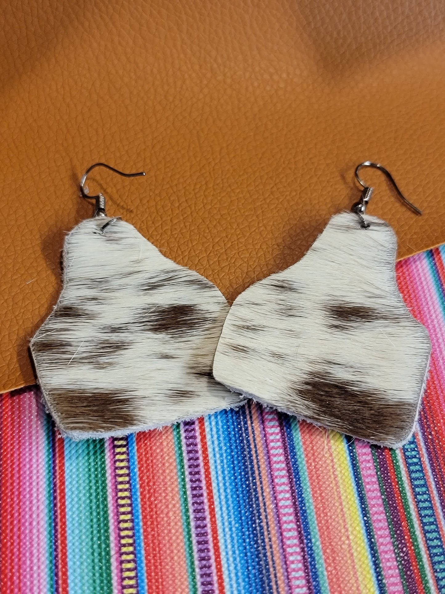 Ear Tag Cowhide Earrings
