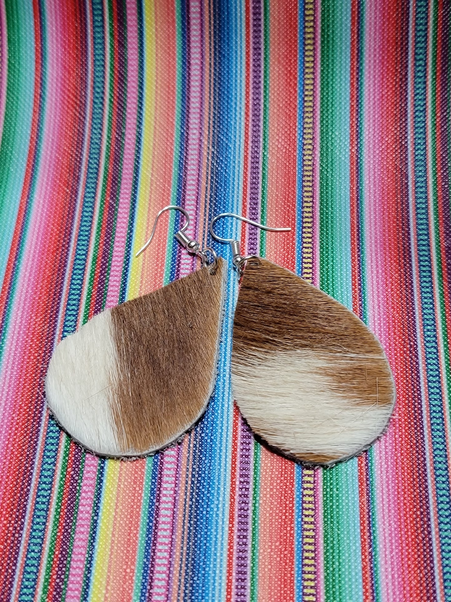 Teardrop Cow Hide Earrings